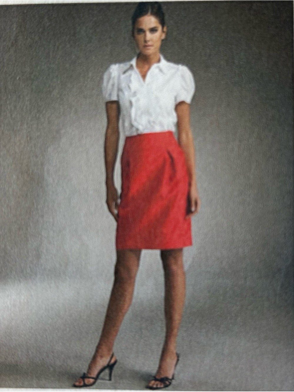 Magaschoni Pure Silk Dupioni Skirt, Color is Geranium,
